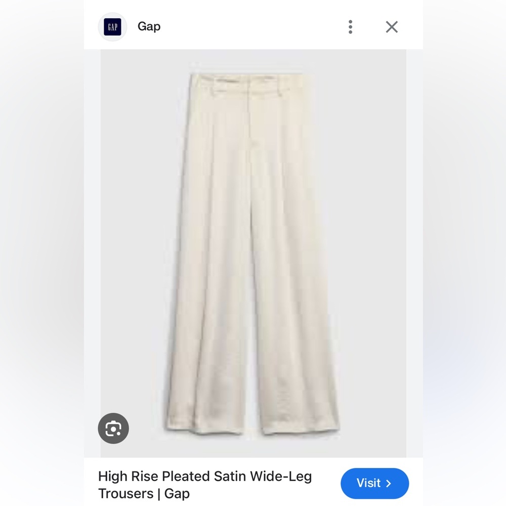 NWOT Gap high rise pleated satin trousers in cream size 10